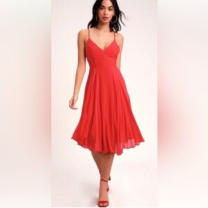 Lulu's Vibrant Red Midi Dress